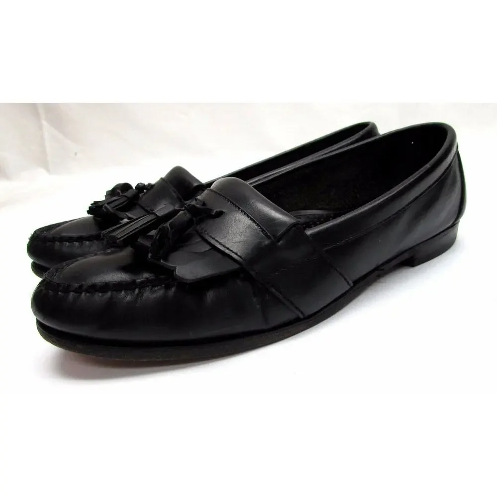 Cole Haan men's size 10 M loafers leather black dress shoes tassels